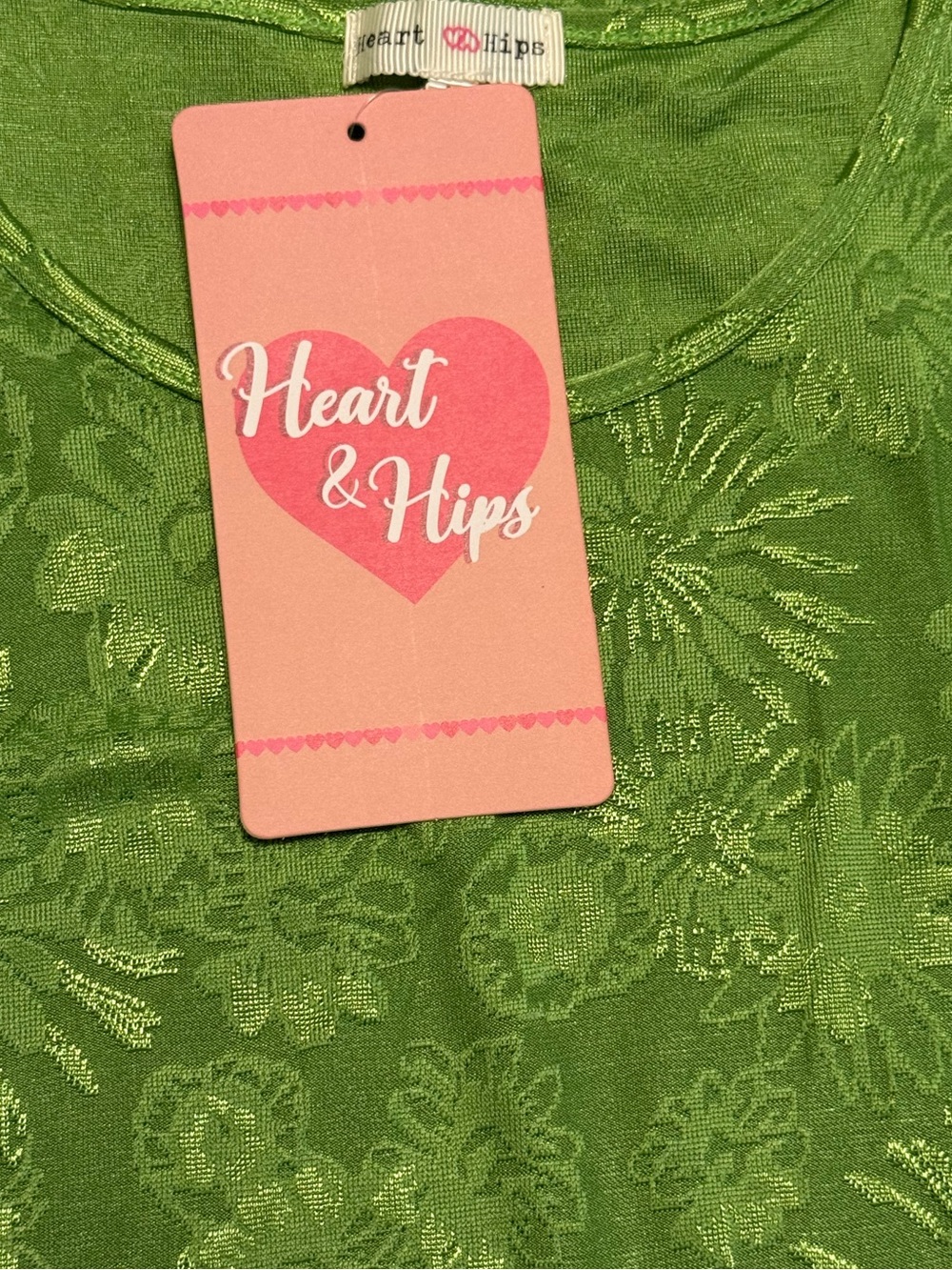 Heart & Hips JACQUARD KNIT FLOWER PATTERN MIDI DRESS Aloe Gel Green NWT - Picture 4 of 5